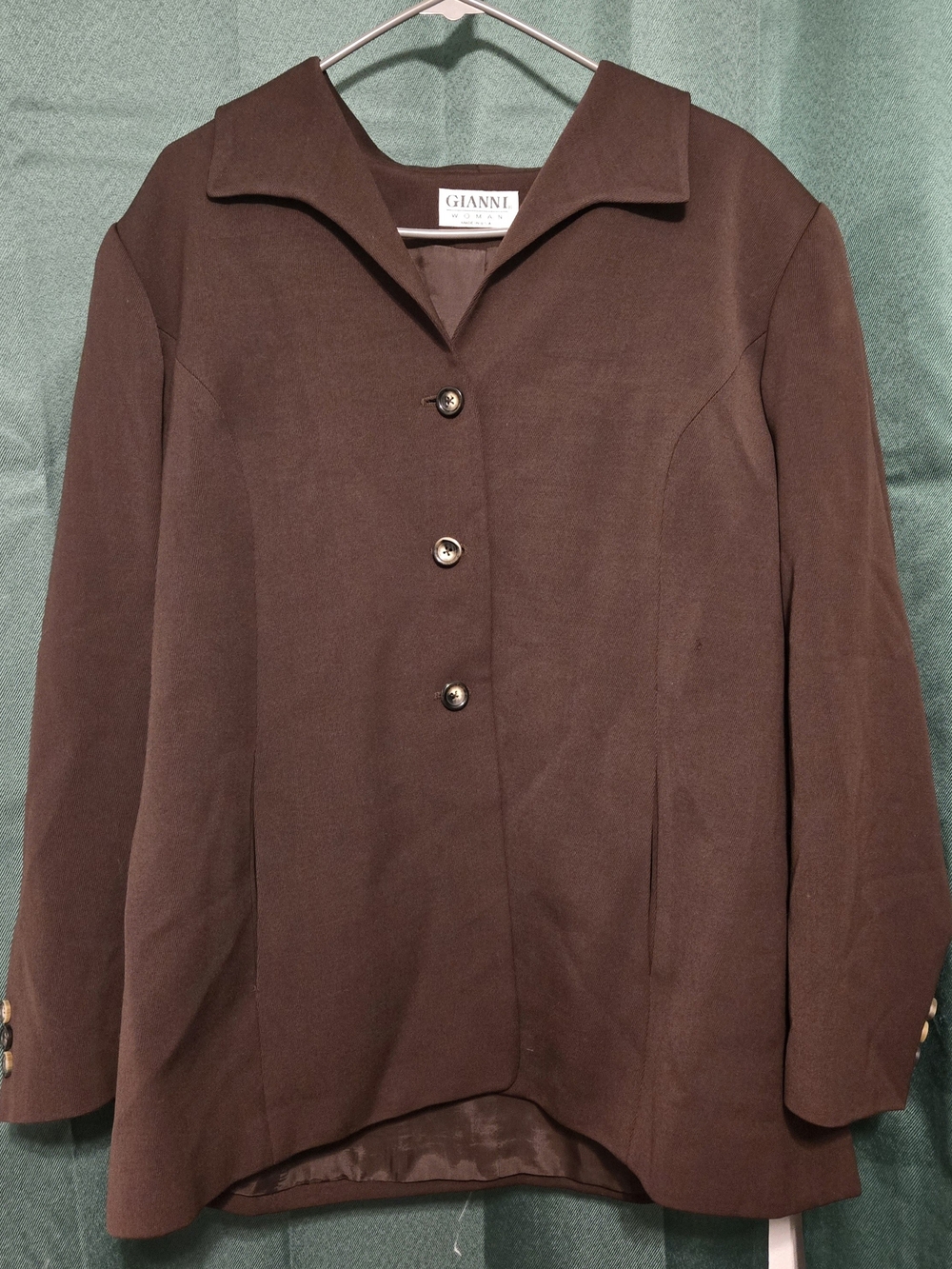 Gianni Vintage Dark Brown Button-Front Blazer Wool